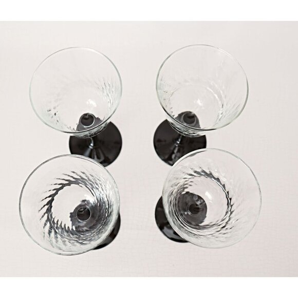 4 Vintage LUMINARC Optic Swirl Wine Glasses France Barware - Picture 4 of 4